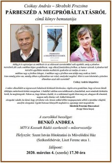 Párbeszéd a megpróbáltatásról - Csókay András és Skrabski Fruzsina kötetét mutatják be